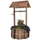 Costway - Outdoor Wooden Wishing Well Bucket Flower Plants Planter Patio Garden Home Decor - Brown