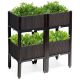Costway - Set of 4 Raised Garden Bed Elevated Flower Vegetable Herb Grow Planter Box - Brown + Black