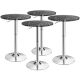Costway - 4PCS Round Bistro Bar Table Height Adjustable 360-degree Swivel - Black