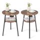 Costway - 2PCS 2-Tier Bedside End Table Round Nightstand for Bedroom Living Room - Walnut