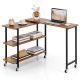 Costway - 360° Rotatable Sofa Side Table L-shaped Laptop Desk Snack Table withShelf Patented - Brown