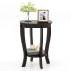 Costway - 2-Tier End Table 18'' Round Compact Sofa Side Nightstand with Storage Shelf - Espresso