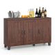 Costway - 3-Door Buffet Sideboard Storage Credenza Cabinet Console Adjustable Shelf - Brown