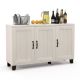 Costway - 3-Door Buffet Sideboard Storage Credenza Cabinet Console Adjustable Shelf White Wash - White Wash