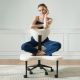 Pinmoco Ergonomic Cross-Legged Swivel Chair, Adjustable Height Meditation Chair with Back Support, Off White - Off-White