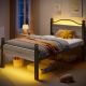 Pinmoco - Queen Metal Platform Bed Frame with LED Headboard, 16.5