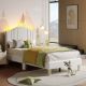 Pinmoco - Twin Upholstered Platform Bed Frame with Adjustable LED Arc Headboard - Fabric Beige