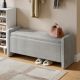 Pinmoco - Rectangular Corduroy Upholstered Ottoman Bench with Storage - Gray