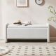 Pinmoco - Rectangular Corduroy Upholstered Ottoman Bench with Storage - White