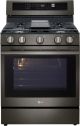 LG - 6.3 Cu. Ft. Freestanding Gas True Convection Smart Range with EasyClean, Air Fry and Premium Handle - PrintProof Black Stainless Steel