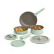 Bella - Fits-anywhere Kitchenware: 8-Piece Ceramic Nonstick Cookware Set with Removable Handles - Seaglass