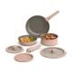 Bella - Fits-anywhere Kitchenware: 8-Piece Ceramic Nonstick Cookware Set with Removable Handles - Blossom