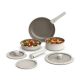 Bella - Fits-anywhere Kitchenware: 8-Piece Ceramic Nonstick Cookware Set with Removable Handles - Oatmilk