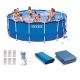 Intex 15 ft. x 48 in. Deep Metal Frame Round Above Ground Swimming Pool Set with Pump and Filter Pump Cartridges 28241EH + 6 x 29000E