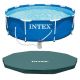 Intex 10 ft. Round 30 in. Deep Metal Frame Above Ground Swimming Pool Set with Filter and Debris Cover 28201EH + 28030E
