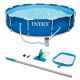 Intex 10 ft. x 10 ft. Round 30 in. Deep Metal Frame Swimming Pool with Filter and Maintenance Kit 28201EH + 28002E