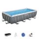 Bestway 18 ft. x 9 ft. x Rectangular 48 in. Deep Metal Frame Above Ground Swimming Pool Set 56468E-BW