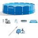 Intex 15 ft. x 48 in. Deep Metal Frame Above-Ground Round Pool and Maintenance Kit with Vacuum and Pole 28241EH + 28002E