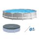 Intex Prism Frame Above Ground Pool Set with Cover and Maintenance Kit 26711EH + 28031E + 28002E