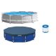Intex 10 ft. x 30 in. Round Metal Frame Pool with 10 ft. Round Pool Cover and Filter Cartridge 26701EH + 28030E + 29007E