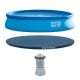 Intex 15 ft. x 33 in. Round Easy Set Above Ground Swimming Pool, Filter Pump and Cover Tarp 28157EH + 28023E