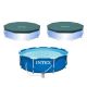 Intex 10 ft. x 2.5 ft. Round Frame Pool with Filter Pump and 10 ft. Vinyl Cover (2-Pack) 28201EH + 2 x 28030E