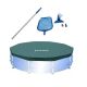 Intex Swimming Pool Maintenance Kit with Vacuum and Pole and 10 ft. Round Pool Cover 28002E + 28030E