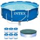 Intex 10 ft. x 10 ft. Round 30 in. Deep Metal Frame Pool w/ Pump & Type H Filters (6 Pack) & 10' Round Pool Cover 6 x 29007E + 28201EH + 28030E
