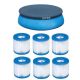 Intex 8 ft. x 120 in. Round Inflatable Pool Vinyl Cover Tarp and Type H Easy Set Filter (6-Pack), 4.7 lbs. Product Weight 28020E + 6 x 29007E
