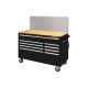 Husky 52 in. W x 24.5 in. D 9-Drawer Standard Duty Mobile Workbench Tool Chest with Solid Work Top and Pegboard in Gloss Black HOTC5209B13M