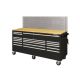 Husky 72 in. W x 24 in. D 18-Drawer Standard Duty Mobile Workbench Cabinet with Solid Wood Top and Pegboard in Gloss Black HOTC7218B13M