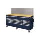 Husky 72 in. W x 24 in. D 18-Drawer Standard Duty Mobile Workbench Tool Chest with Solid Wood Top and Pegboard in Gloss Blue HOTC7218B32M