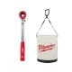 Milwaukee Linemans High Leverage Ratcheting Wrench with 12 in. Canvas Utility Bucket Tool Bag (2-Piece) 48-22-9213-48-22-8271