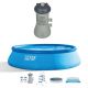 Intex 15 ft. Round Inflatable Above Ground Swimming Pool Bundled with Pool Filter Pump System 26165EH + 28637EG