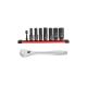 Milwaukee 3/8 in. Drive Ratchet and SHOCKWAVE Impact Duty 3/8 in. SAE Deep Impact Rated Socket Set (9-Piece) 48-22-9038-49-66-7024