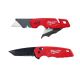 Milwaukee FASTBACK 1 in. Folding Utility Knife w/Blade Storage & FASTBACK Stainless Steel Spring Assisted Folding Knife (2-Pack) 48-22-1502-48-22-1530