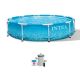 Intex 10 ft. x 30 in. Steel Metal Frame Beachside Swimming Pool with Filter Pump 28207EH