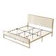 Ahokua Cream White Frame King Size Velvet Platform Bed with 10 in. Under Bed Storage Supported by Metal and Wooden Slats BM001-ZJ-CR-K