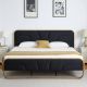 Ahokua Black Frame King Size Soft Velvet Platform Bed with 10 in. Under Bed Storage Supported by Metal and Wooden Slats BM002-YJ-BK-K