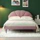 Ahokua Pink Frame Full Size of Luxury Velvet Platform Bed with Seashell-Shaped Headboard BU001-BK-PK-F