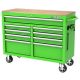 Husky 46 in. W x 18 in. D 9-Drawer Gloss Green Mobile Workbench Cabinet with Solid Wood Top H46X18MWC9GRN