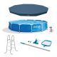 Intex 12 ft. x 2.5 ft. Metal Frame Above Ground Pool with Filter and Accessories, Round 28065E + 28002E + 28211EH + 28031E