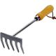 Dyiom Hand Tiller Rake 5 Jaw Tiller Tool, 5 in. Wooden Handle Stainless Steel Rust Resistant Gardening Planting Rake B08TZWXMVN