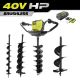 RYOBI 40V HP Brushless Cordless Earth Auger with 4,6, 8 and 10 in. Bits with 4.0 Ah Battery and Charger RY40710-DRT