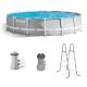 Intex 15 ft. x 42 in. Round Prism Frame Above Ground Swimming Pool Set & Pool Filter Pump 26723EH + 28637EG