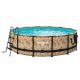 Funsicle 14 ft. Round 42 in. Deep Metal Frame Above Ground Pool, Oak Herringbone P4Z01442B