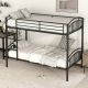 Harper & Bright Designs Black Twin over Twin Metal Bunk Bed with Ladder, Divided into 2-Separate Beds QMY124AAB