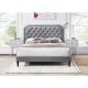 Dwell Home Inc Ava Charcoal Gray Velvet Upholstered Frame, Queen Platform Bed with Clipped-Edges, Button Tufts and Nailhead Trim BD-AVA-Q-CFF720