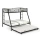 Costway Black Twin Over Full Metal Bunk Bed With Trundle Slats Support for Teens Adults HU10459DK