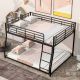 Harper & Bright Designs Black Full XL Over Queen Metal Bunk Bed with Inclined Ladder, Bottom Floor Bed, No Slats QHS307AAB-FXL